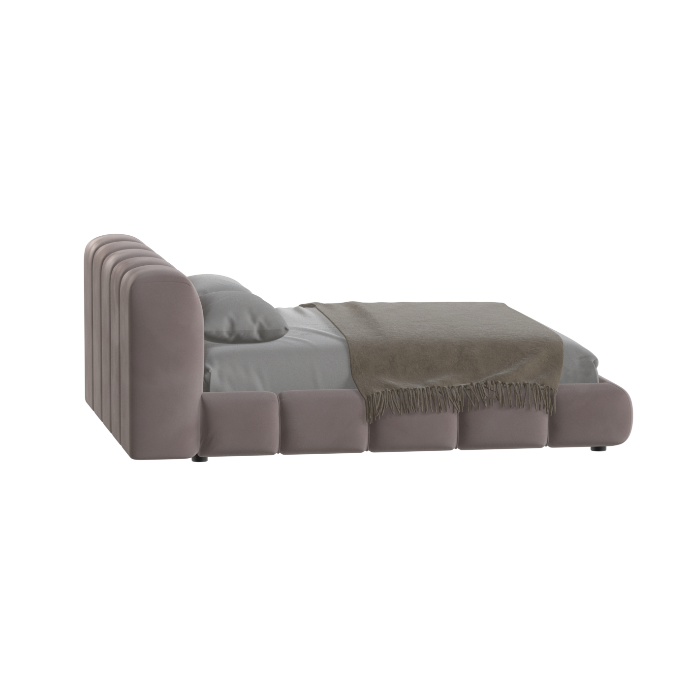 Fluffy Upholstered Bed Frame in Textured Bouclé