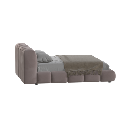 Fluffy Upholstered Bed Frame in Textured Bouclé