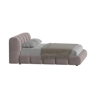 Fluffy Upholstered Bed Frame in Textured Bouclé