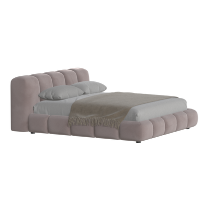 Fluffy Upholstered Bed Frame in Textured Bouclé