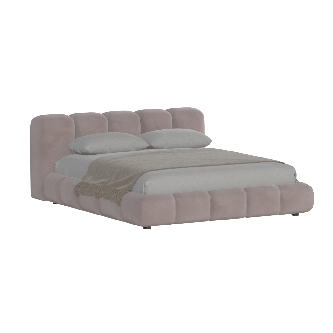 Fluffy Upholstered Bed Frame in Textured Bouclé