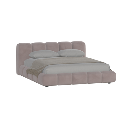 Fluffy Upholstered Bed Frame in Textured Bouclé