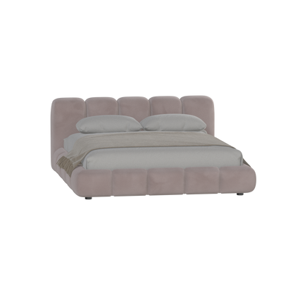 Fluffy Upholstered Bed Frame in Textured Bouclé