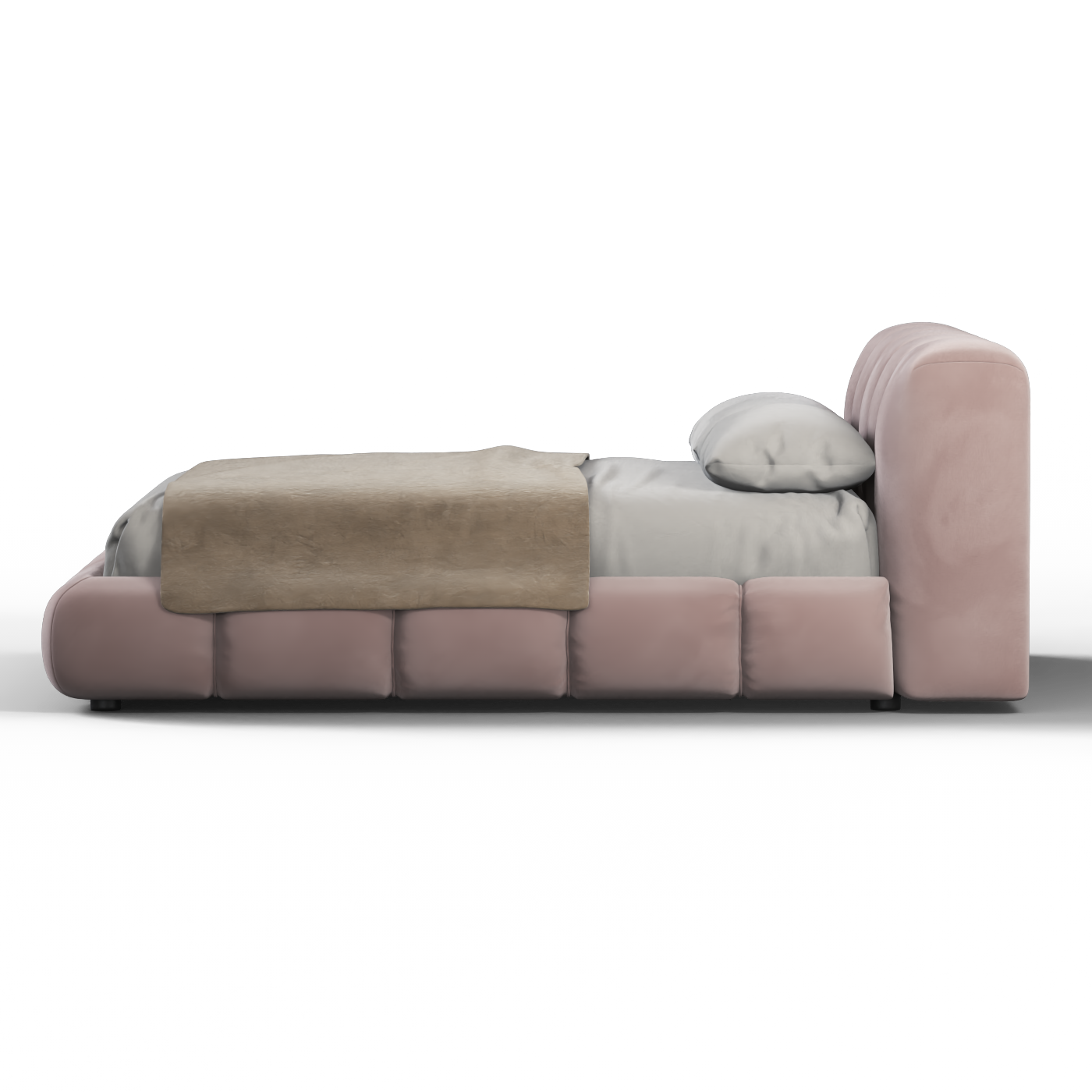 Fluffy Upholstered Bed Frame in Textured Bouclé