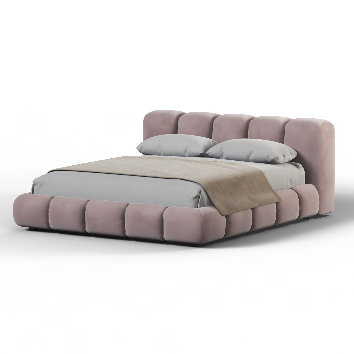 Fluffy Upholstered Bed Frame in Textured Bouclé
