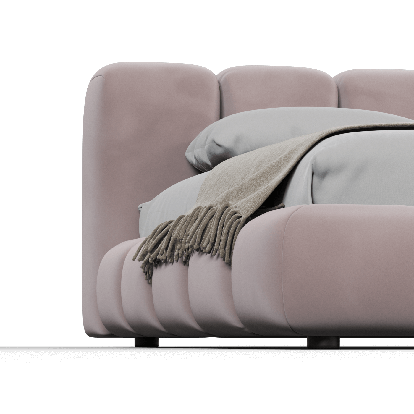 Fluffy Upholstered Bed Frame in Textured Bouclé