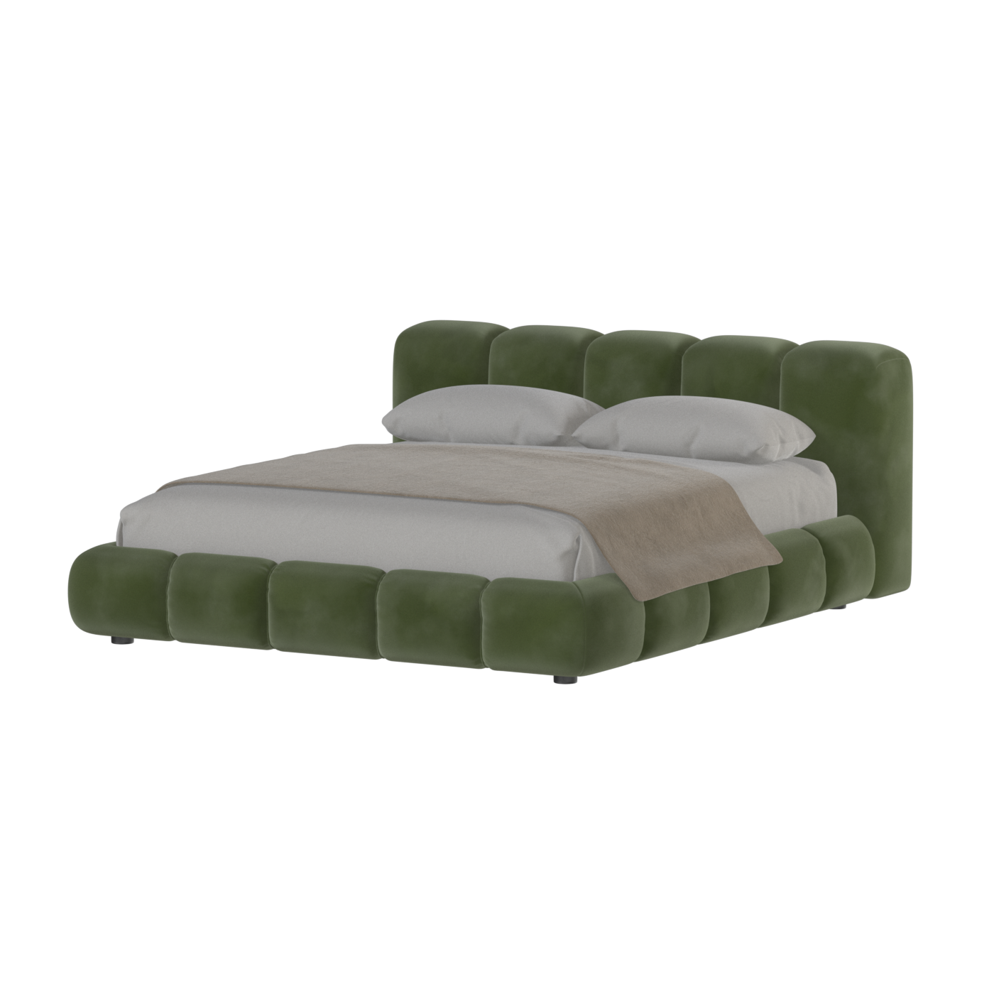 Fluffy Upholstered Bed Frame in Textured Bouclé