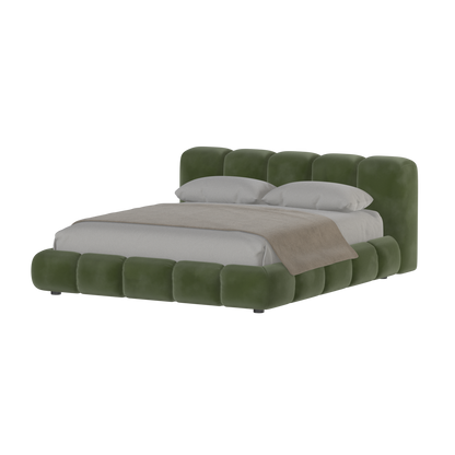 Fluffy Upholstered Bed Frame in Textured Bouclé