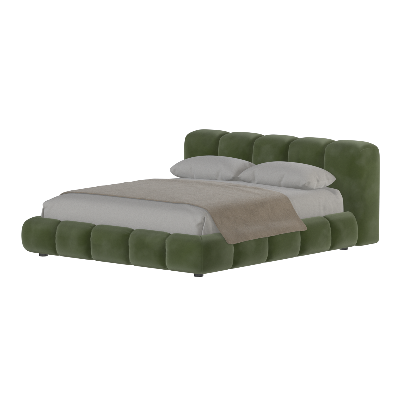 Fluffy Upholstered Bed Frame in Textured Bouclé