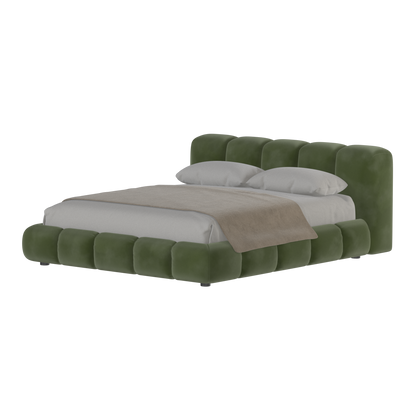 Fluffy Upholstered Bed Frame in Textured Bouclé