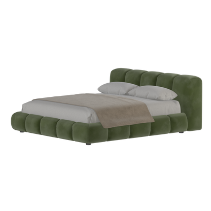 Fluffy Upholstered Bed Frame in Textured Bouclé