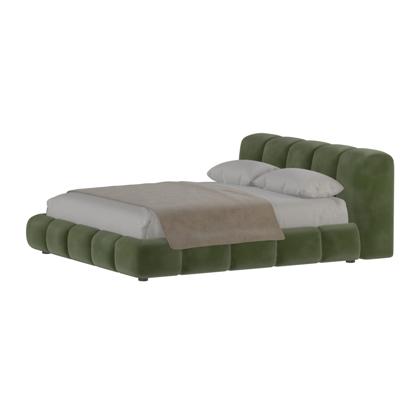 Fluffy Upholstered Bed Frame in Textured Bouclé