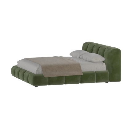 Fluffy Upholstered Bed Frame in Textured Bouclé
