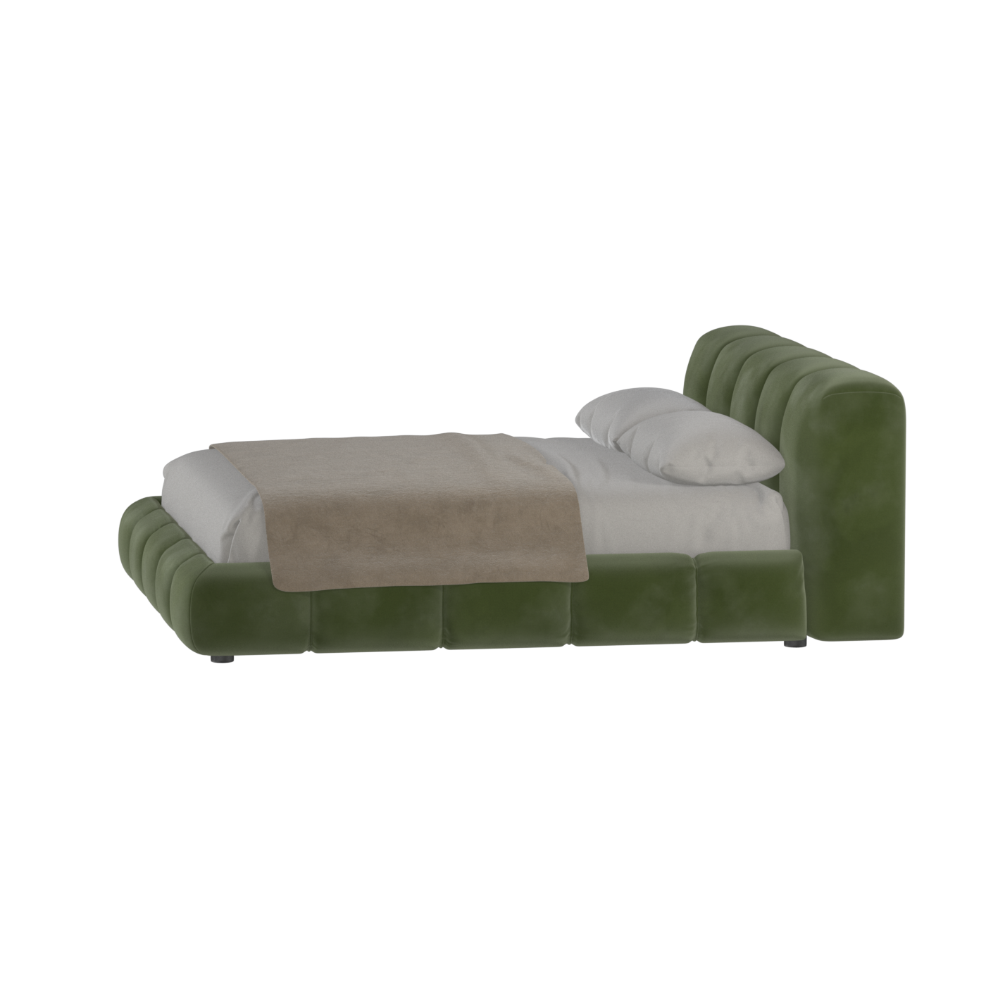 Fluffy Upholstered Bed Frame in Textured Bouclé