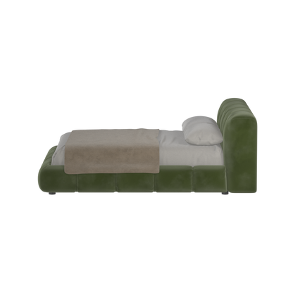 Fluffy Upholstered Bed Frame in Textured Bouclé