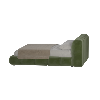 Fluffy Upholstered Bed Frame in Textured Bouclé