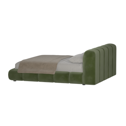 Fluffy Upholstered Bed Frame in Textured Bouclé
