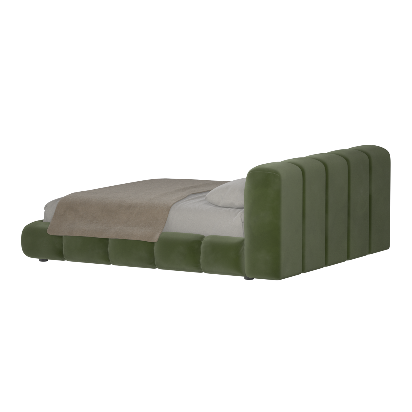 Fluffy Upholstered Bed Frame in Textured Bouclé