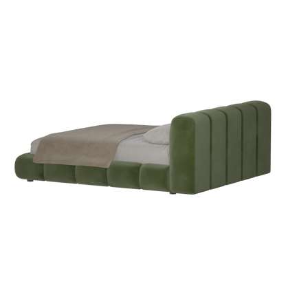 Fluffy Upholstered Bed Frame in Textured Bouclé