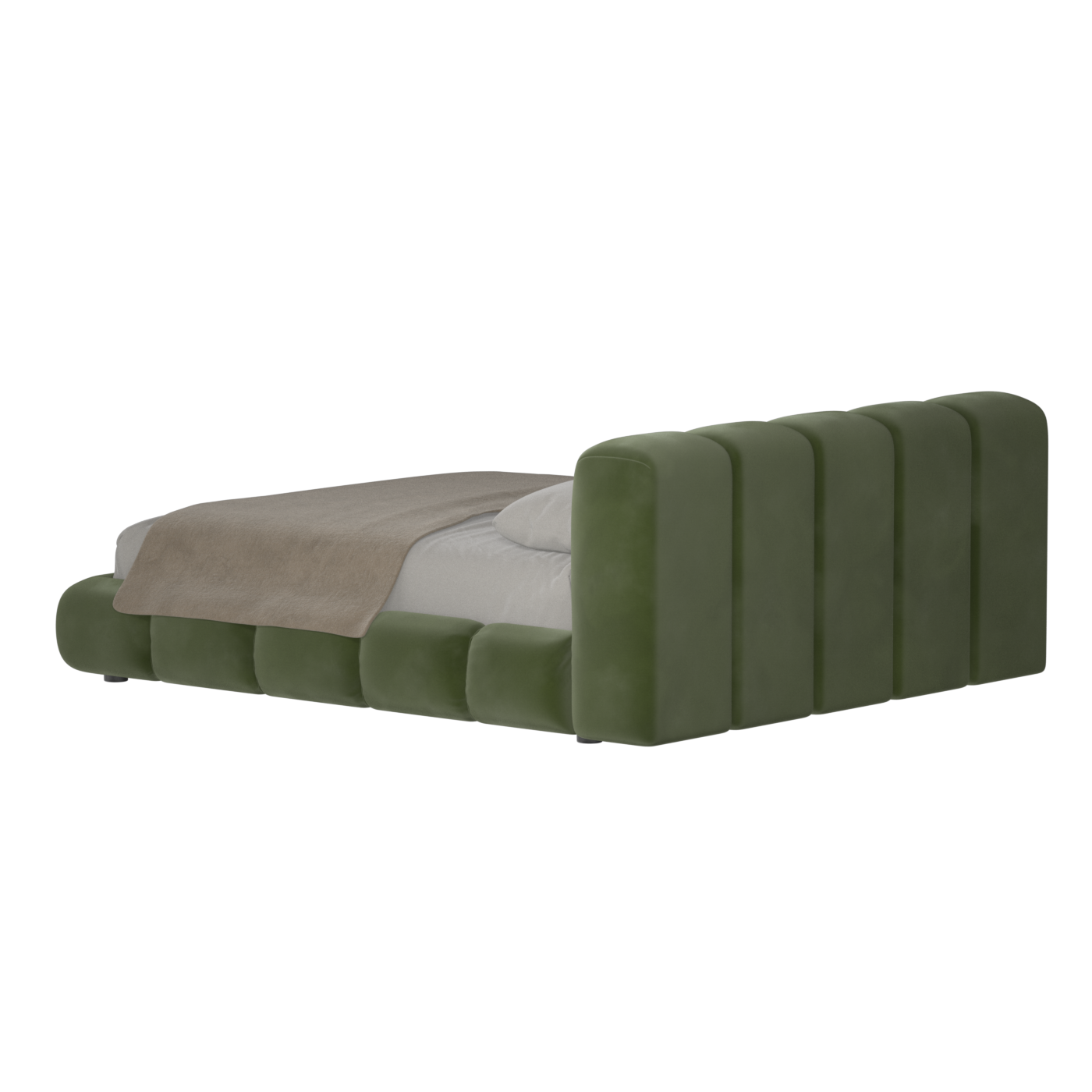 Fluffy Upholstered Bed Frame in Textured Bouclé