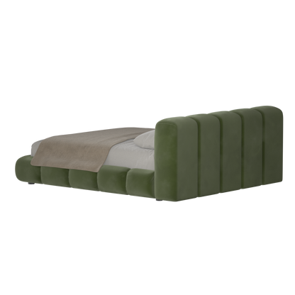 Fluffy Upholstered Bed Frame in Textured Bouclé