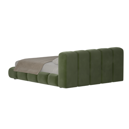 Fluffy Upholstered Bed Frame in Textured Bouclé