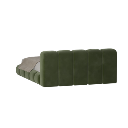 Fluffy Upholstered Bed Frame in Textured Bouclé
