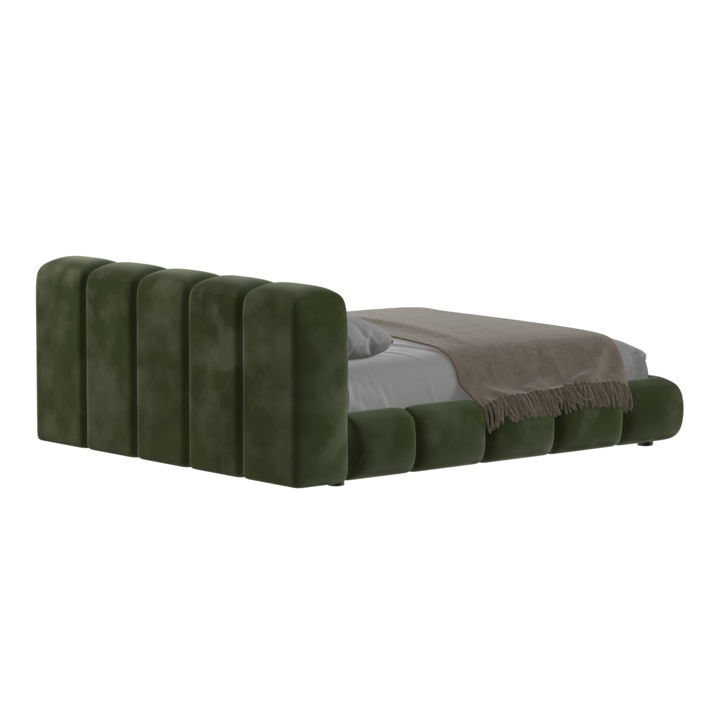 Fluffy Upholstered Bed Frame in Textured Bouclé