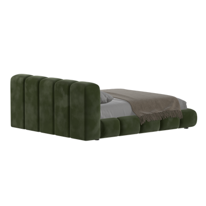 Fluffy Upholstered Bed Frame in Textured Bouclé