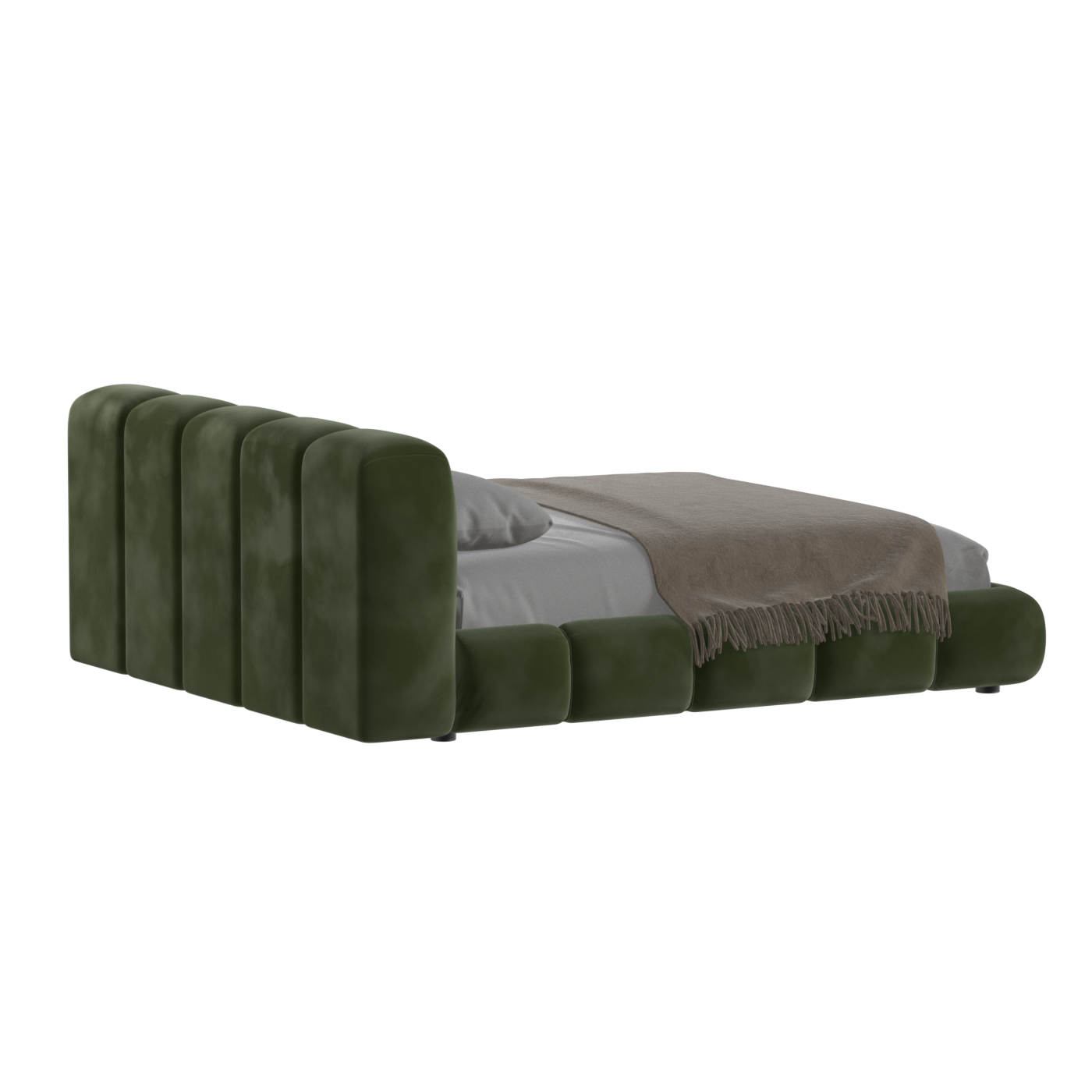 Fluffy Upholstered Bed Frame in Textured Bouclé