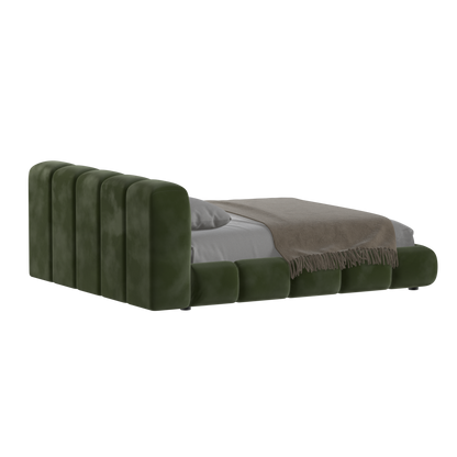 Fluffy Upholstered Bed Frame in Textured Bouclé
