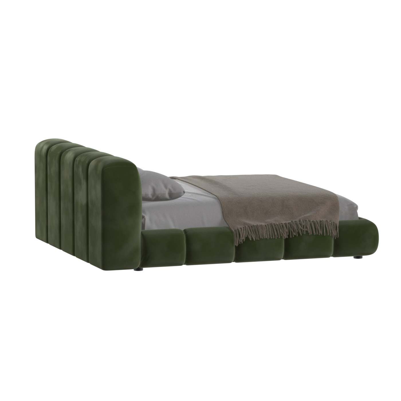 Fluffy Upholstered Bed Frame in Textured Bouclé