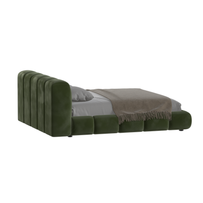 Fluffy Upholstered Bed Frame in Textured Bouclé