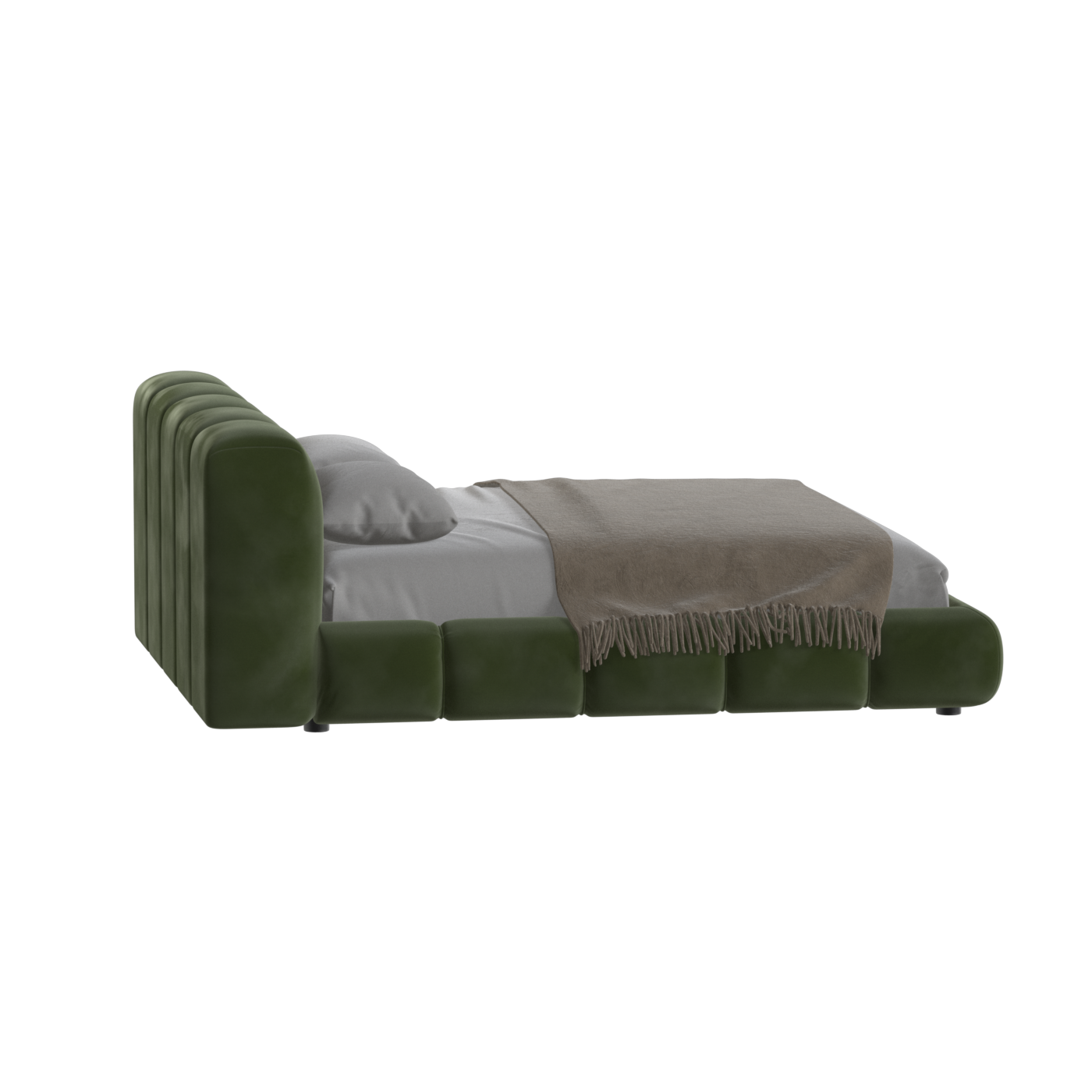 Fluffy Upholstered Bed Frame in Textured Bouclé