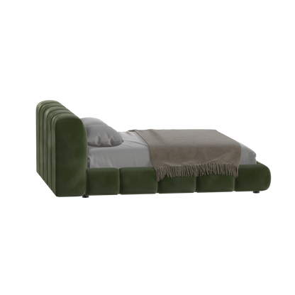 Fluffy Upholstered Bed Frame in Textured Bouclé