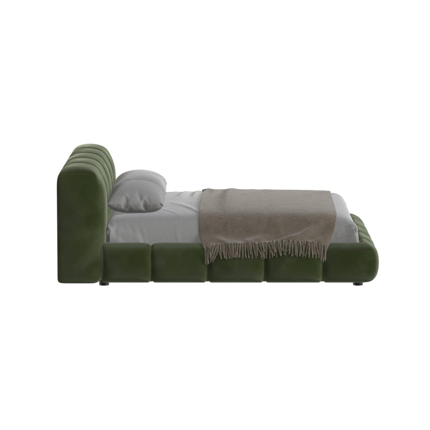 Fluffy Upholstered Bed Frame in Textured Bouclé