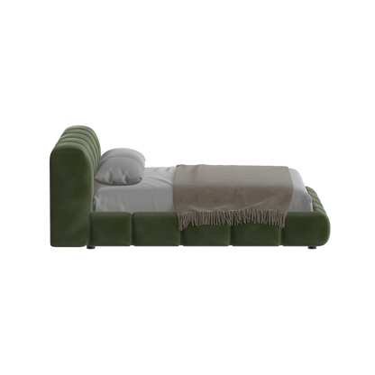Fluffy Upholstered Bed Frame in Textured Bouclé