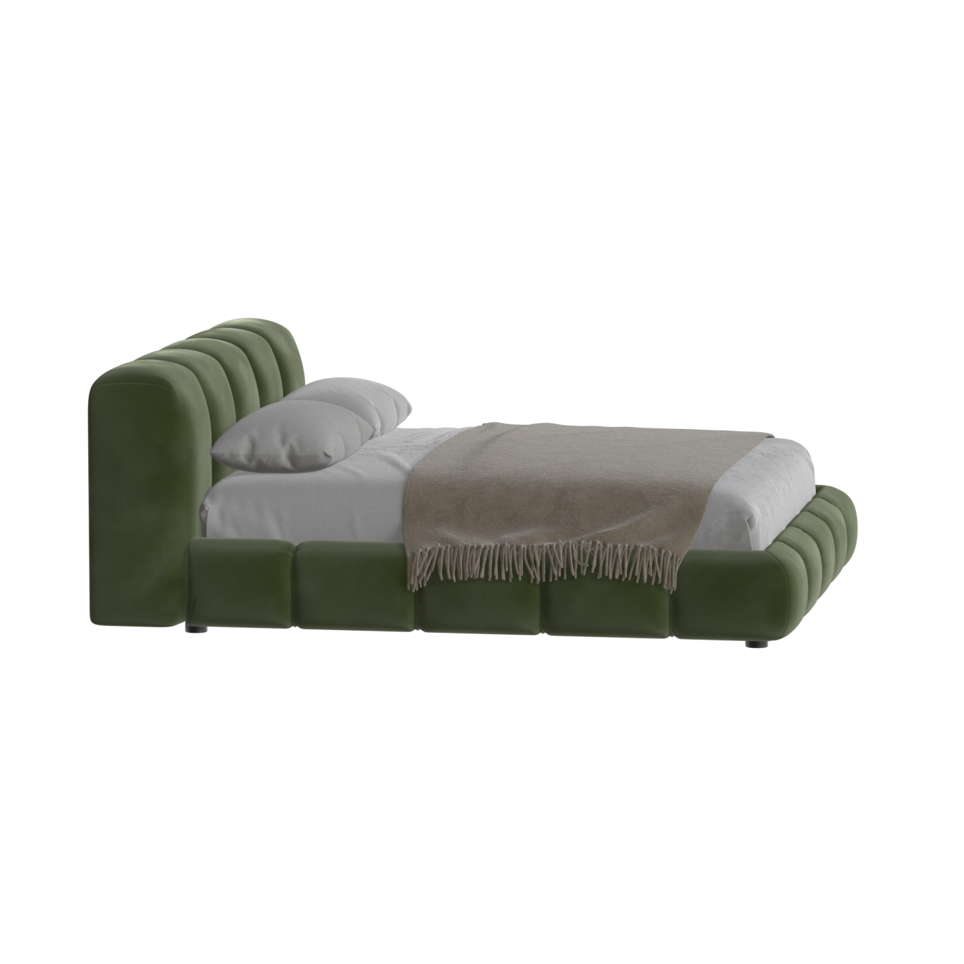 Fluffy Upholstered Bed Frame in Textured Bouclé