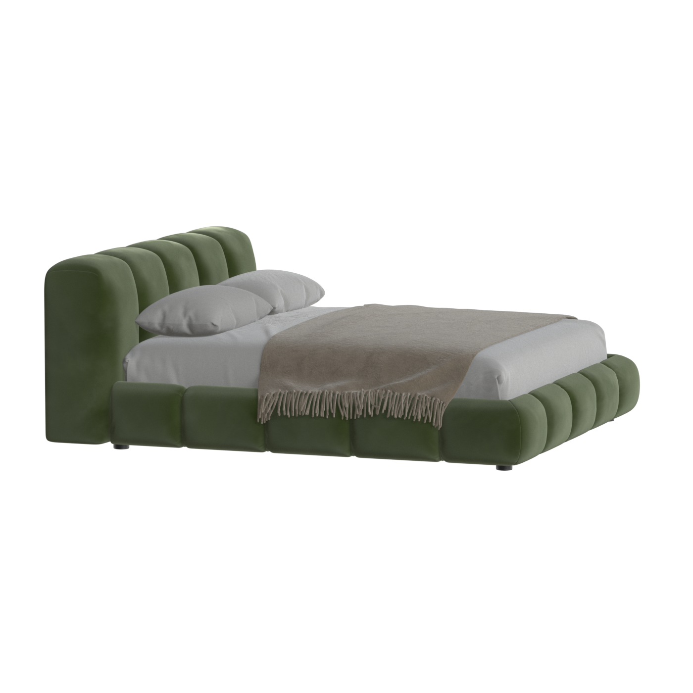 Fluffy Upholstered Bed Frame in Textured Bouclé