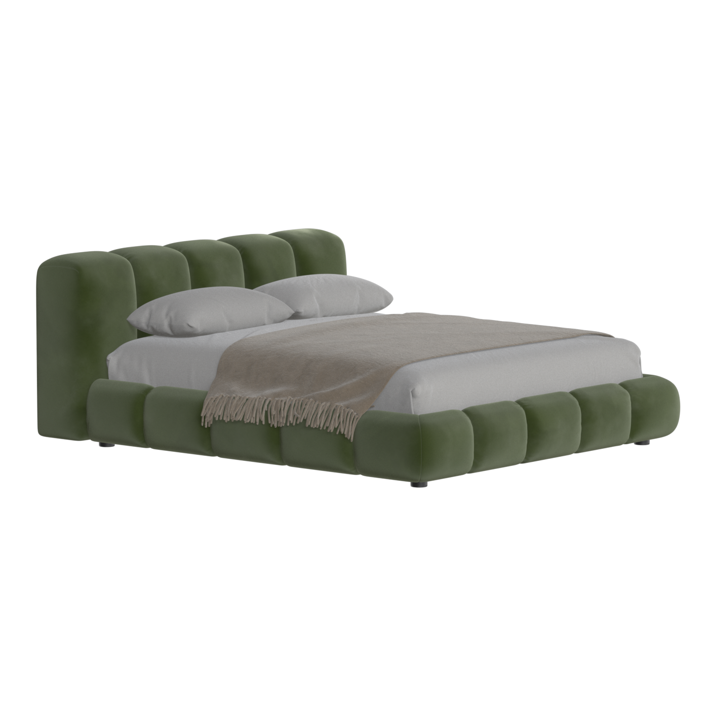 Fluffy Upholstered Bed Frame in Textured Bouclé