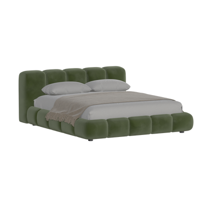 Fluffy Upholstered Bed Frame in Textured Bouclé
