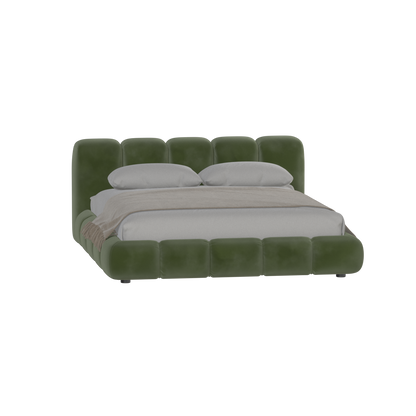 Fluffy Upholstered Bed Frame in Textured Bouclé