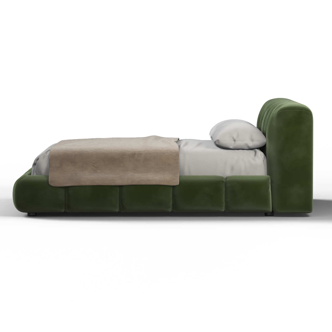 Fluffy Upholstered Bed Frame in Textured Bouclé