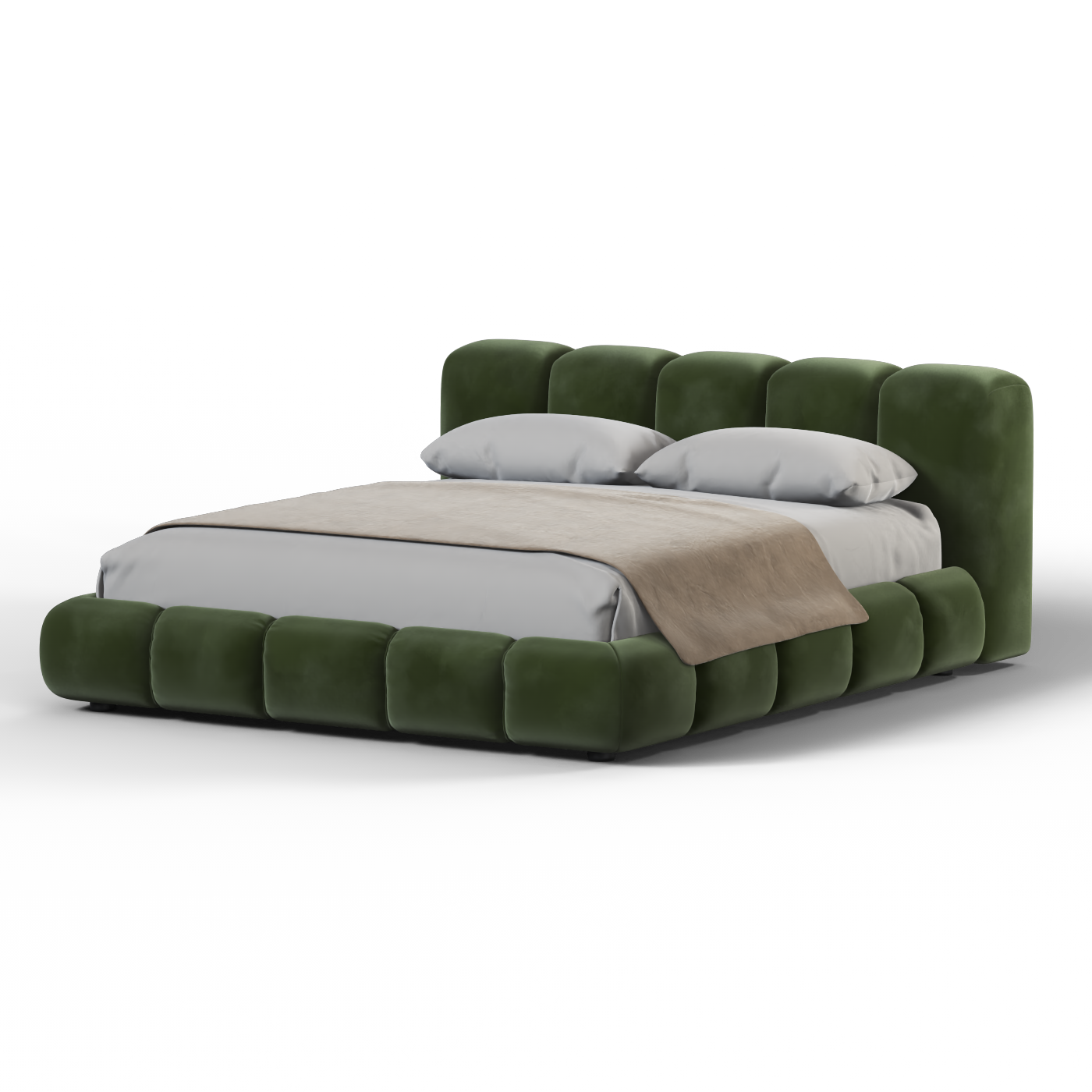 Fluffy Upholstered Bed Frame in Textured Bouclé
