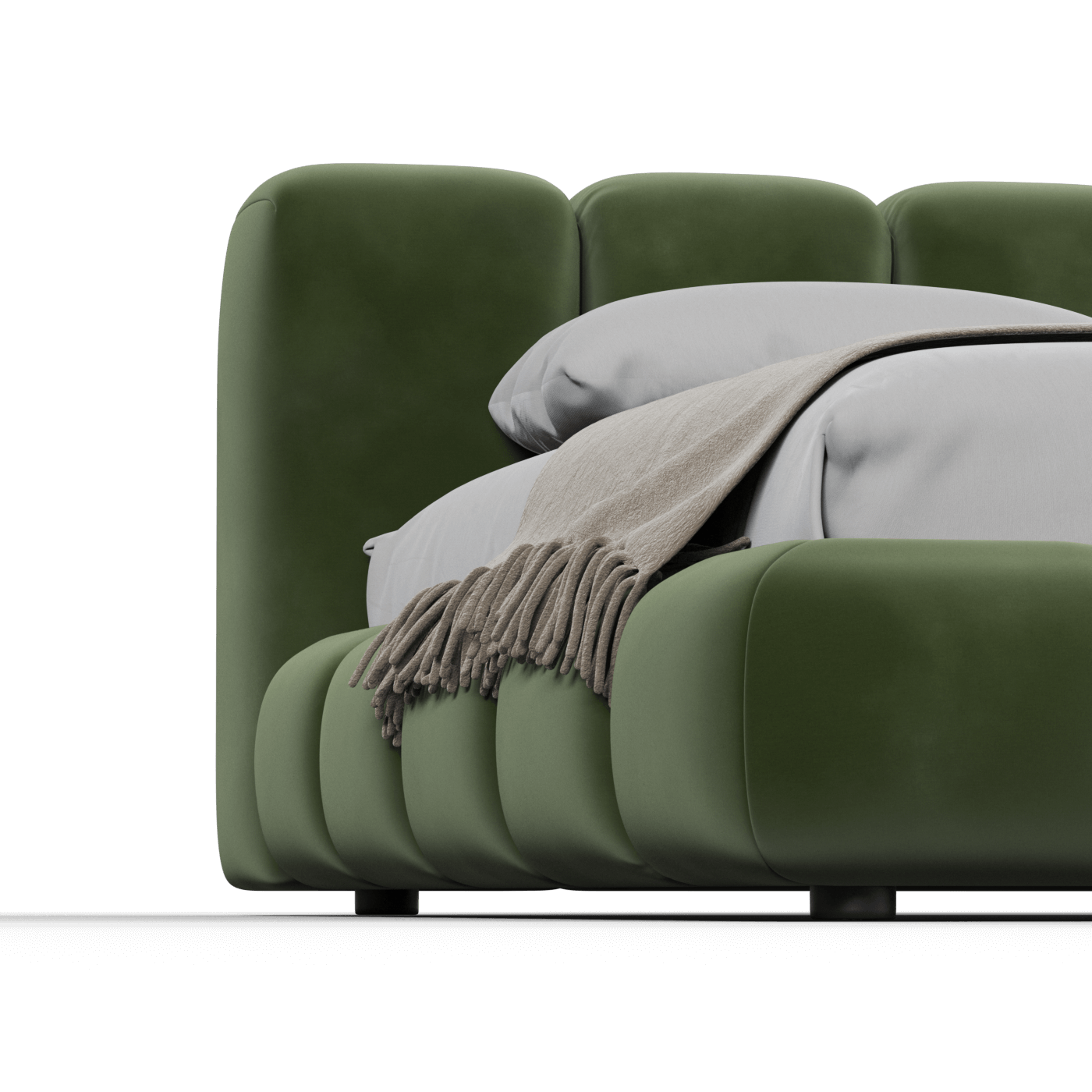 Fluffy Upholstered Bed Frame in Textured Bouclé