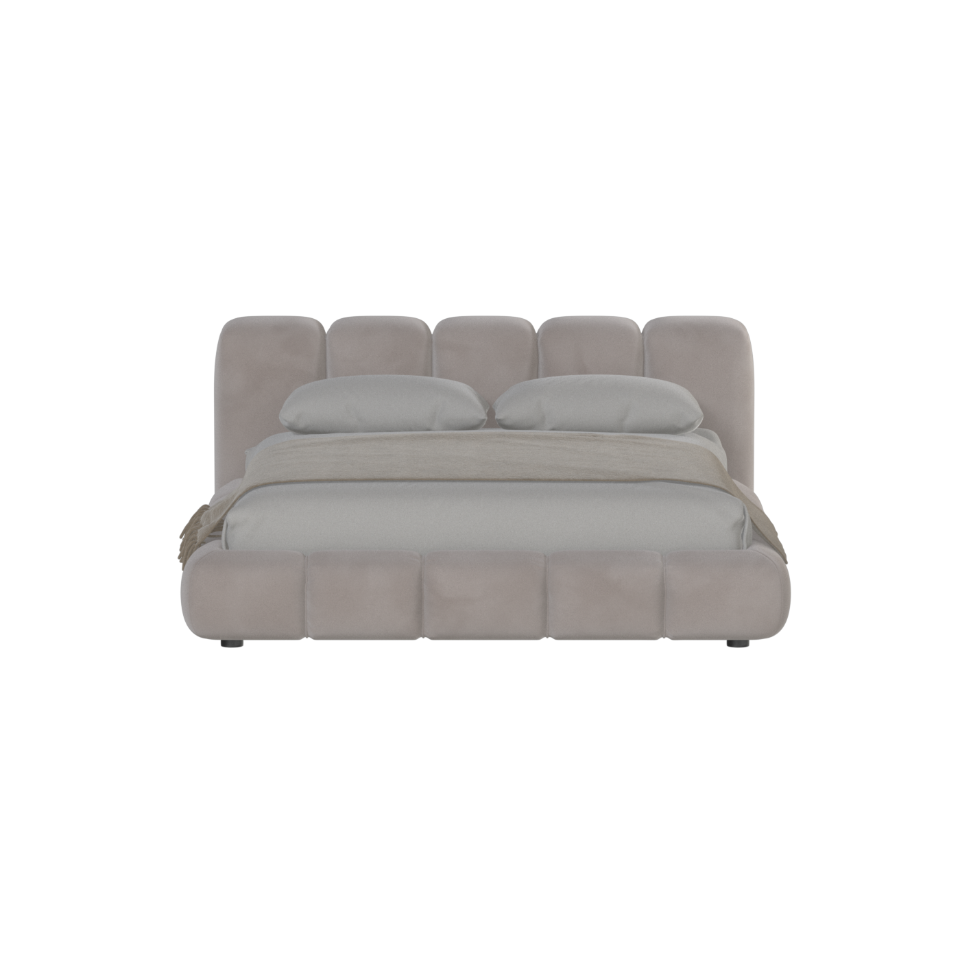 Fluffy Upholstered Bed Frame in Textured Bouclé