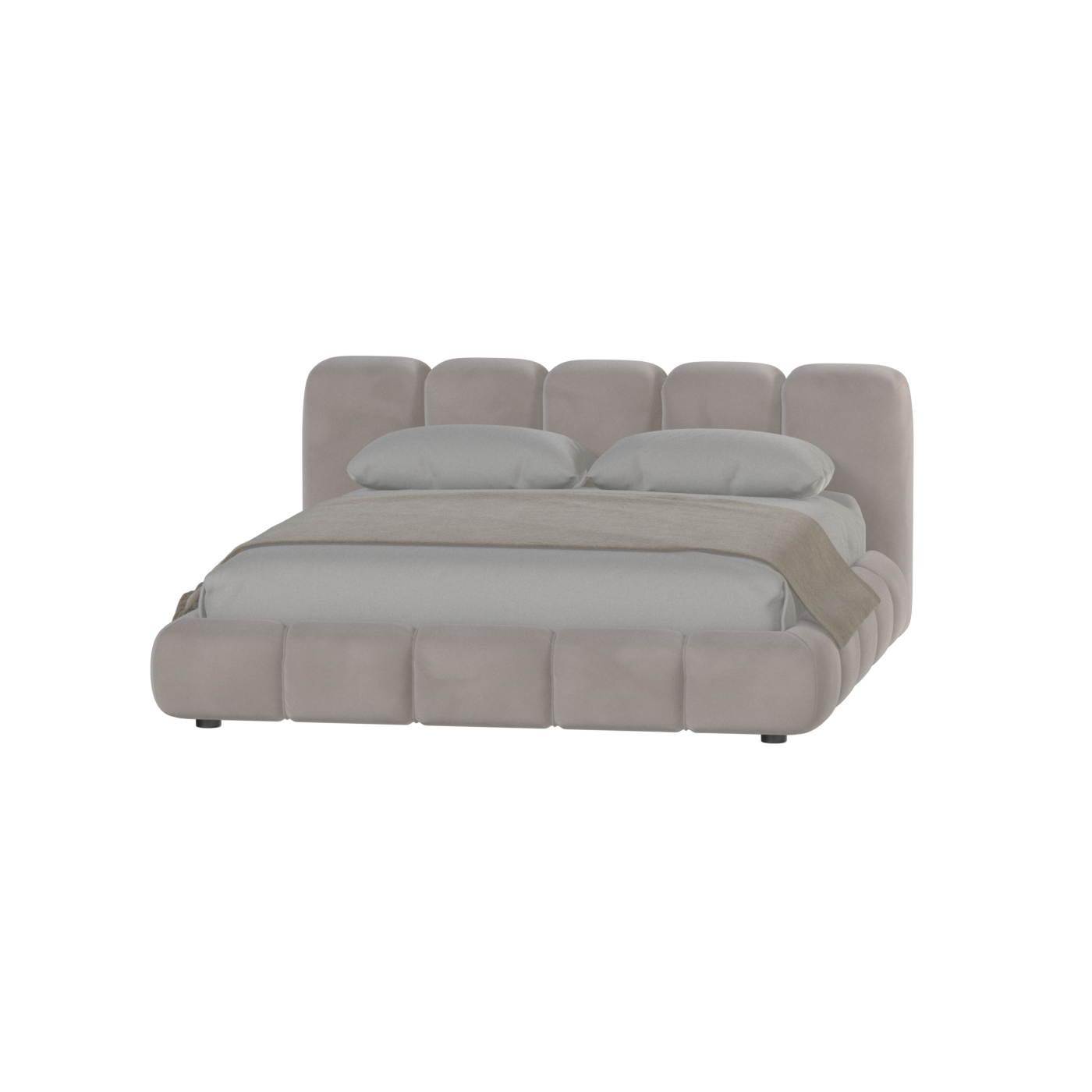 Fluffy Upholstered Bed Frame in Textured Bouclé