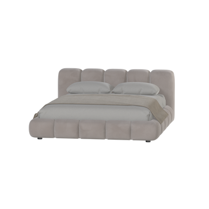 Fluffy Upholstered Bed Frame in Textured Bouclé