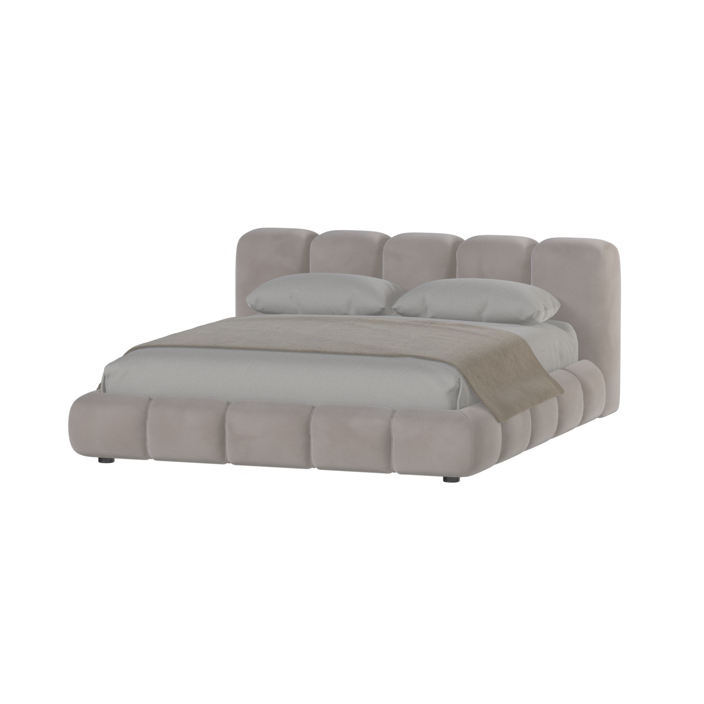 Fluffy Upholstered Bed Frame in Textured Bouclé