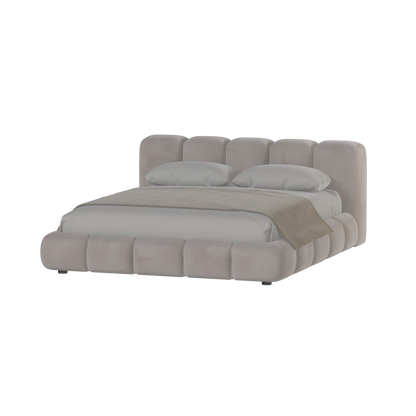 Fluffy Upholstered Bed Frame in Textured Bouclé